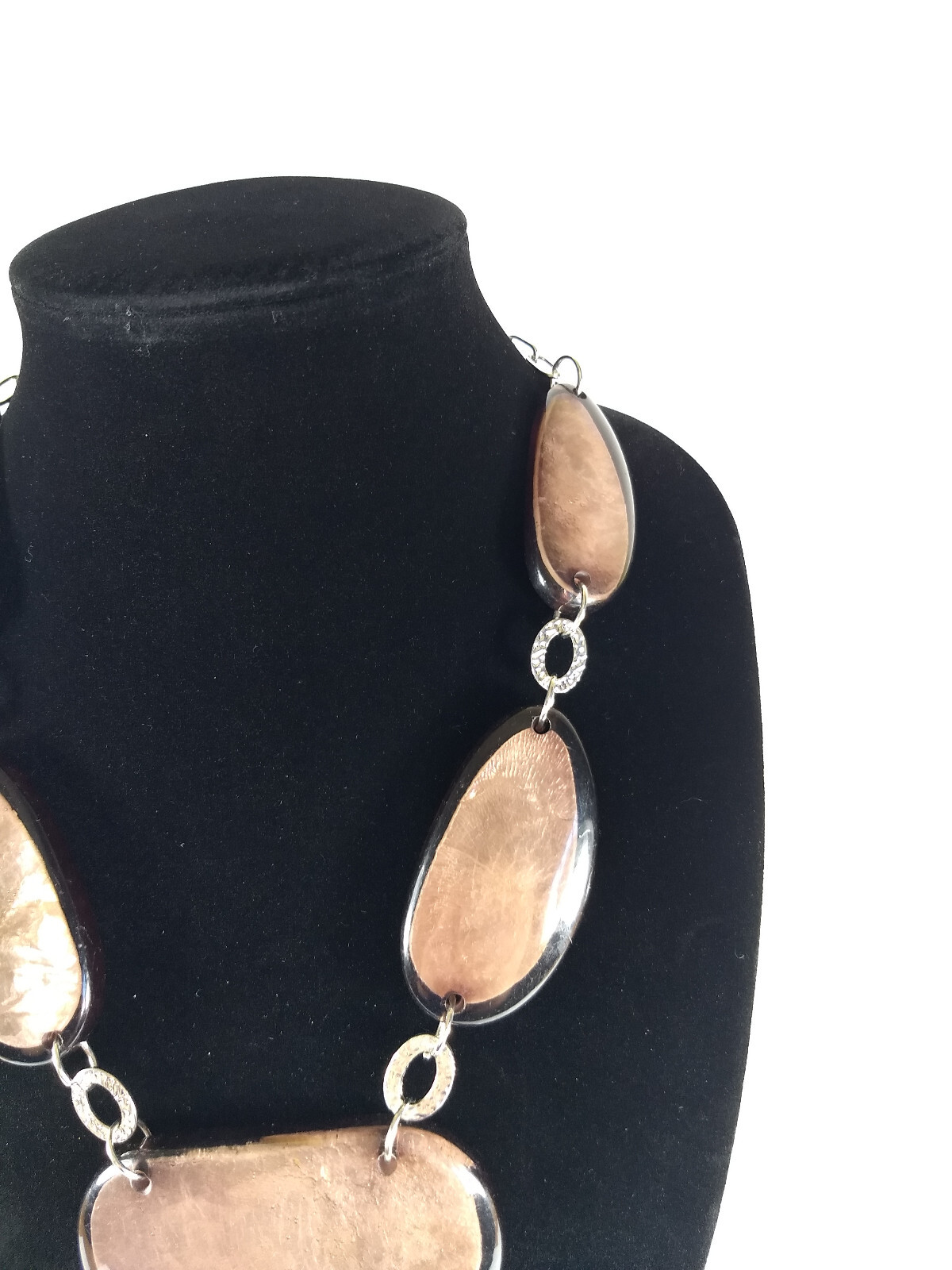 Large Rounded Jointed Statement Flat Bead Silver … - image 4