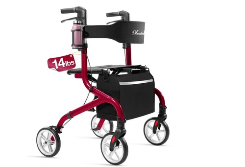 Planet Walk Rollator Walker,Lightweight 14lbs,300lbs Capacity,Red