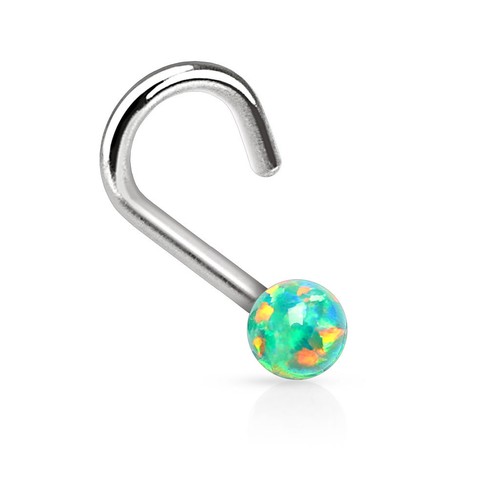 1 Pc 316L Surgical Steel 2 mm Opal Stone Nose Screw Stud Ring 18g Or 20g - Picture 4 of 5