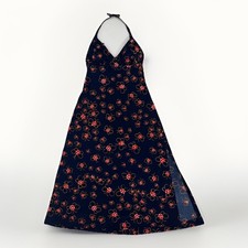 Vintage 60s Elisabeth Stewart Halter Midi Dress Ladybug Butterfly Sz S Retro