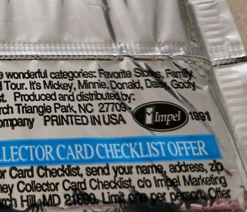 Vintage 1991 Impel Disney Collector Non-Sport Trading Card Unopened Package - Picture 4 of 4