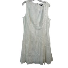 Chaps Womens Cream White Eyelet Fit and Flare Sleeveless Dress Size 16 NWT