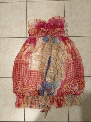 Strapless Boho Patchwork Mini Dress Colorful Summer Dress