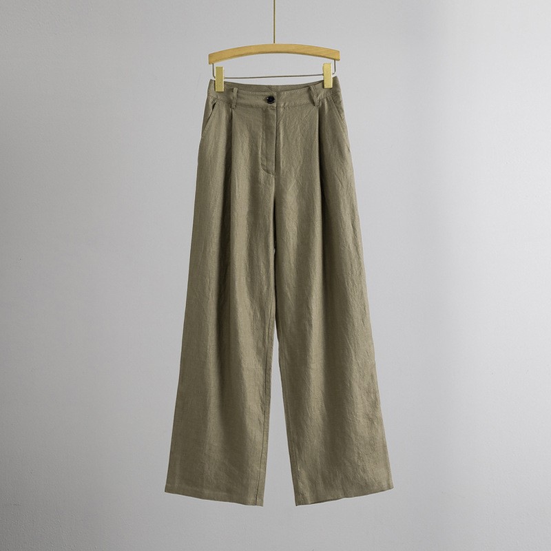 FILA Pantalone donna THE ROW nuovo casual semplice lino leggero pendolare gamba larga