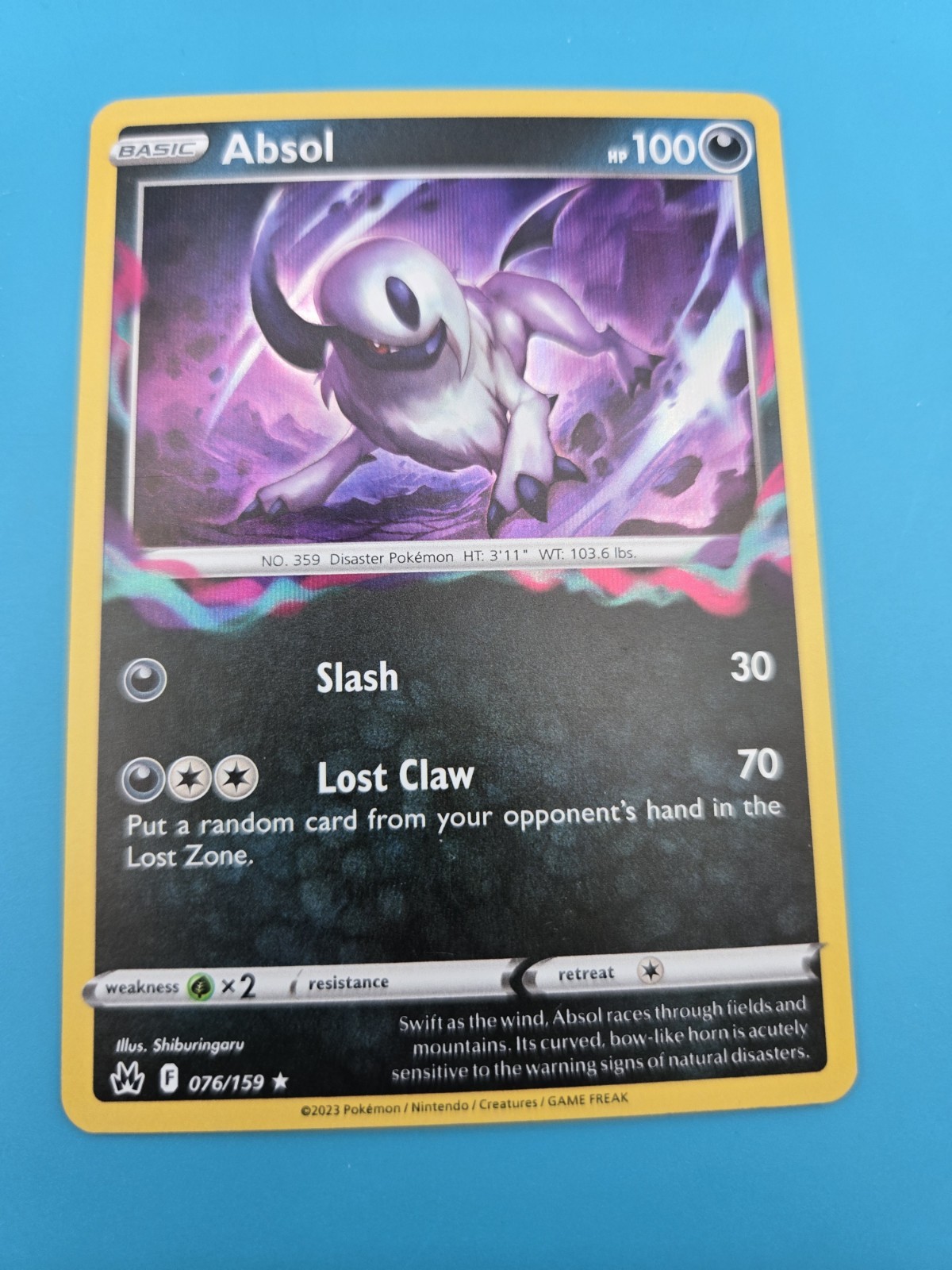 Absol, 076/159, Crown Zenith, Holo Rare, Pokemon TCG NM