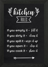 Kitchen Rules Framed Wall Art Poster Canvas Print Picture