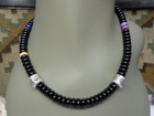Sterling Southwest Navajo Pearls Cylinder Onyx Charoite Bead Squash 18" Necklace — photo 5