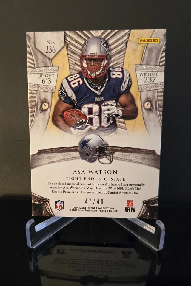 #'ed/49 ASA WATSON RC 2014 Panini Crown Royale Silhouettes Blue Holofoil Jersey - Image 2 of 2