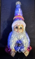 Christopher Radko Glass Santa Ornament Whimsical Purple Pink 1990’s Style
