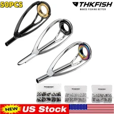 50pcs Fishing Rod Guides Fishing Rod Pole Tip Tops Replacement Set Rod Eyelet