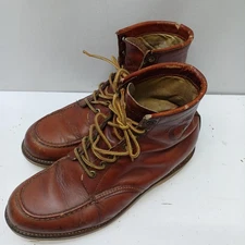 CHIPPEWA Boots 80s Moc Toe Work Boots Leather Brown Size 9.5
