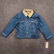 Levis Quilt Lined Denim Trucker Jacket Corduroy Collar Boys Medium 9 10 Blue NWT