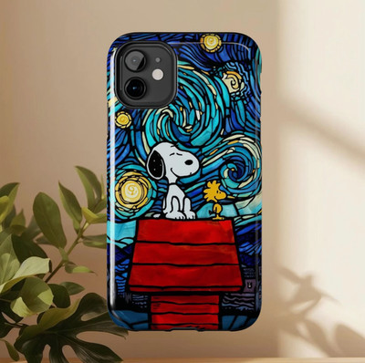 Snoopy & Woodstock Starry Night Phone Case | Tough Case
