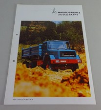 Prospekt / BroschüreMagirus-Deutz LKW 310 D 22 Allrad Kurzhauber 6x6 von 06/1975
