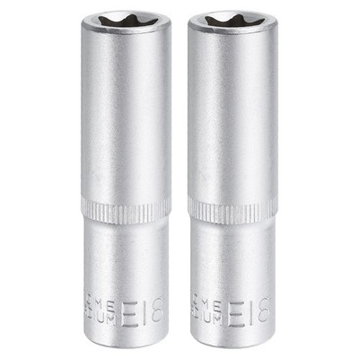 2pcs E-Torx Socket 1/2'' Drive E18 External Torx Deep Socket CR-V Star Socket