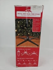 Holiday Time Metal Artificial Christmas Tree Stand Green Fold 4 Legs Adjustable 