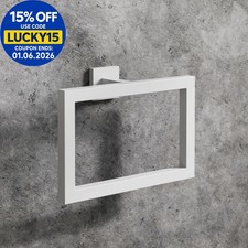 Bathroom WC Matt White Square Wall Mounted Towel Ring Stylish Modern