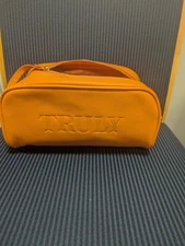 Truly LA Vanity Travel Case Orange Large Cosmetics Pouch Makeup Double Zip NWOT