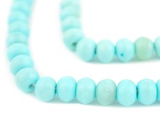 Electric Blue Bone Mala Beads 10mm Nepal Round Large Hole 36 Inch Strand