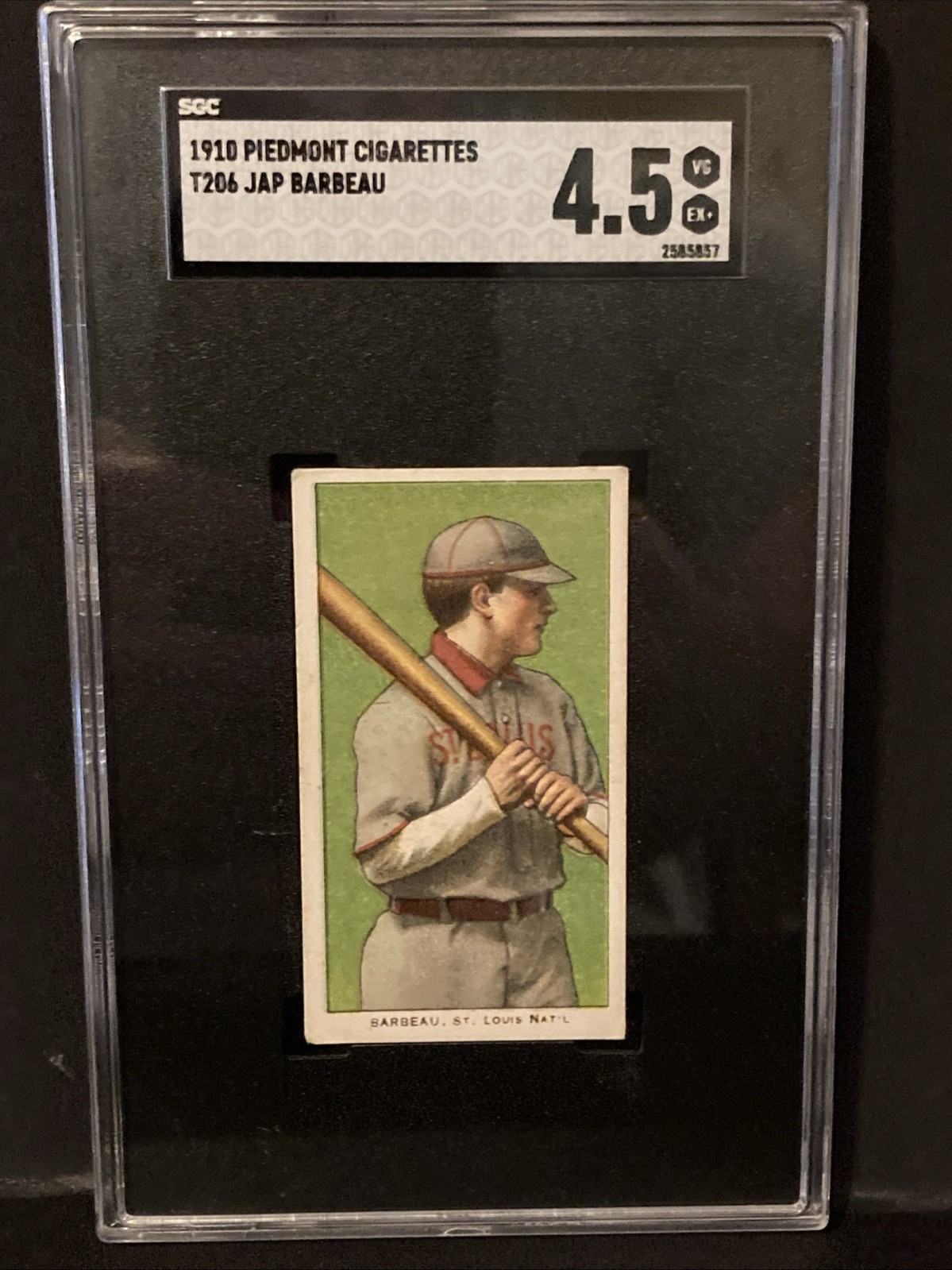 T206  Jap Barbeau Piedmont 340 SGC 4.5 VG-EX+, St. Louis Cardinals
