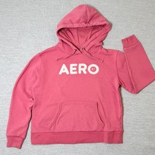 Aeropostale Women's Hoodie Sweatshirt Medium AERO 87 Pink Graphic Pullover