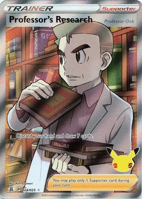 Pokémon TCG Professor's Research [Prof Oak] (Full Art) #024/025 Celebrations NM