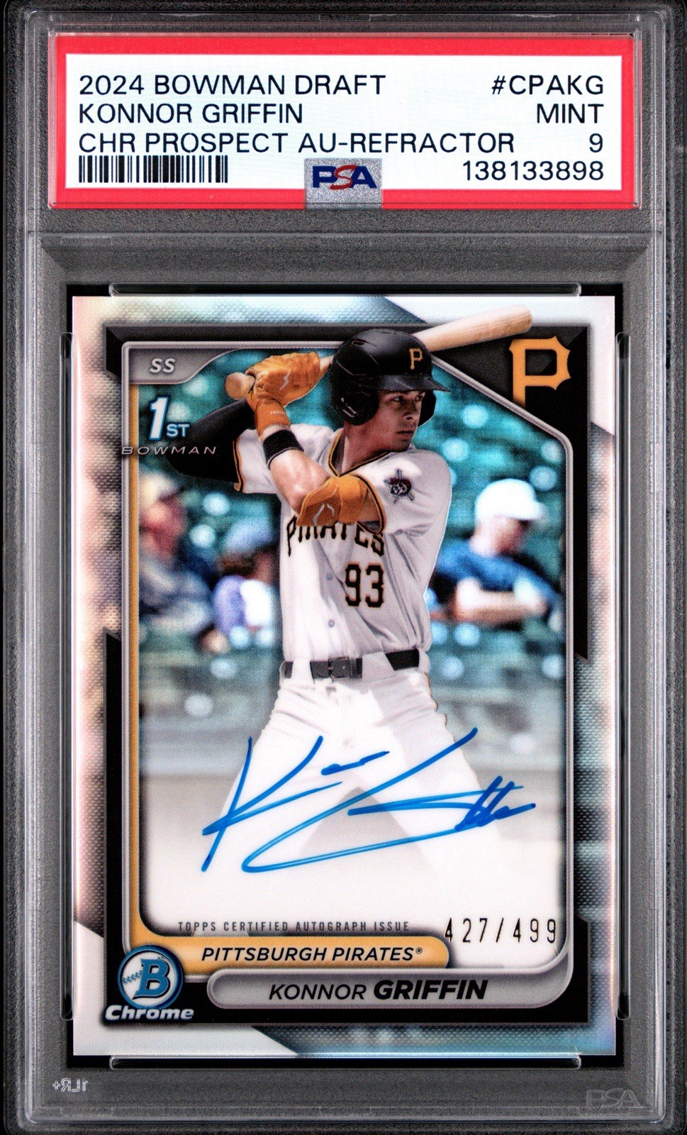 2024 Bowman Draft Chrome Konnor Griffin 1st Refractor Auto /499 PSA 9