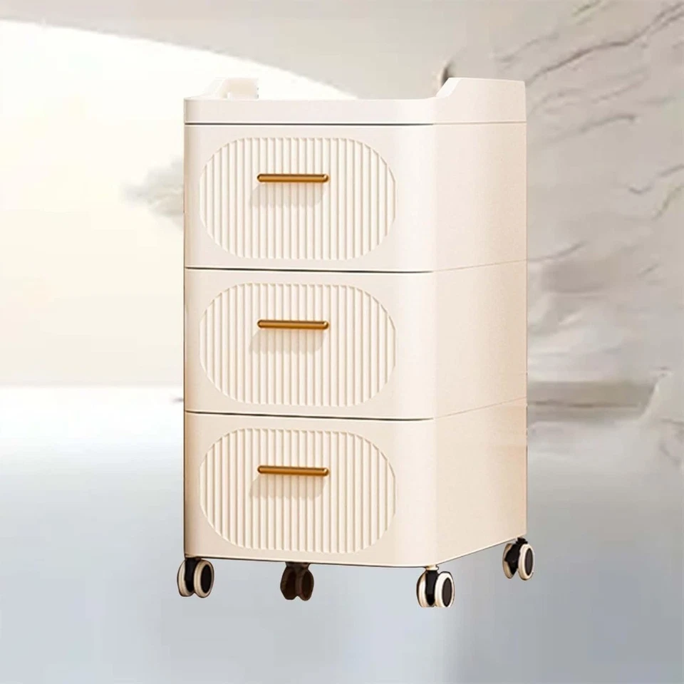 Mobile Contenitore Pieghevole 3 Ripiani con Ruote Plastica Bianco Salvaspazio - Immagine 2 di 4