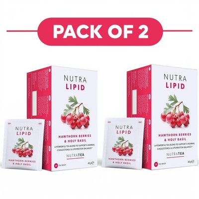 NutraTea NutraLipid Weißdornbeeren & Heiliges Basilikum Kräutertee 20 Teebeutel Packung