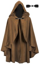 UQJE Medieval Cloak with Hood Halloween Renaissance Hooded Short Cape for Men...