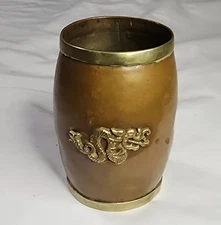 Vtg Copper / Brass / Gold / Bronze 4" Chinese Calligraphy Brush Pot Cup *READ*