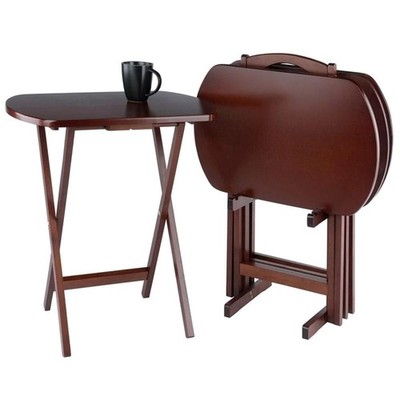 Pemberley Row Solid Wood Walnut Snack Table Set Rectangular 5-Piece 25.43''H U...