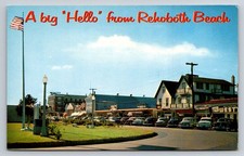 Rehoboth Beach Delaware Plastichrome Postcard Rehoboth Avenue Cars 1950s