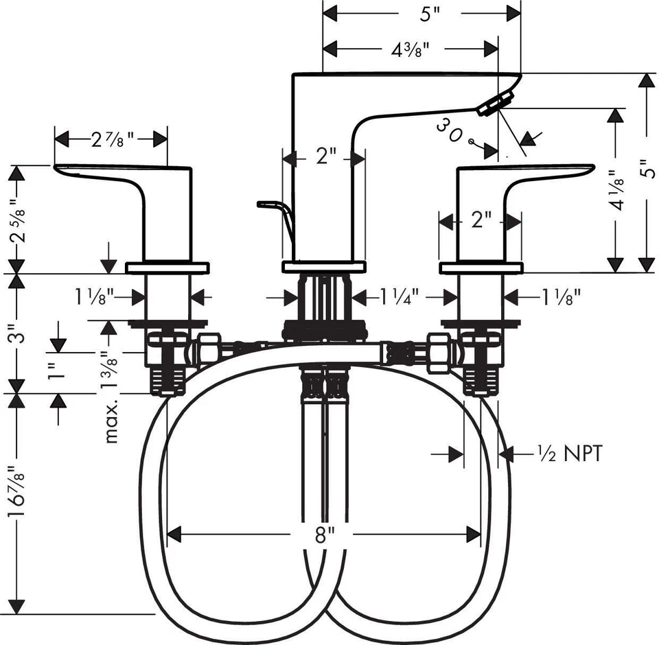 Hansgrohe 71733 Talis E 1.2 GPM Widespread Bathroom Faucet - Chrome - Image 4 of 4