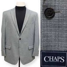 CHAPS mens gray patterned two button sport coat suit jacket blazer 46 L