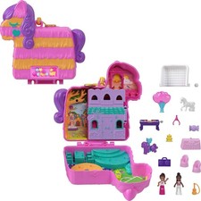 Pinata Party Compact Playset with 2 Micro Dolls Accessories for Travel Fun