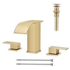 Waterfall Bathroom Faucet 3 Hole Brushed Gold 8 Inch Widespread Bathroom Faucets