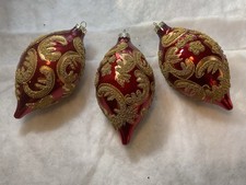 Contemporary Ornate Blown Glass Christmas Ornament Set - X255