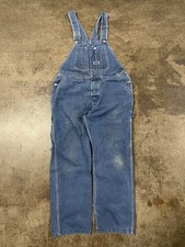Vintage Big Smith Overalls Faded Cotton Denim Workwear Sz 38 32 Button Fly