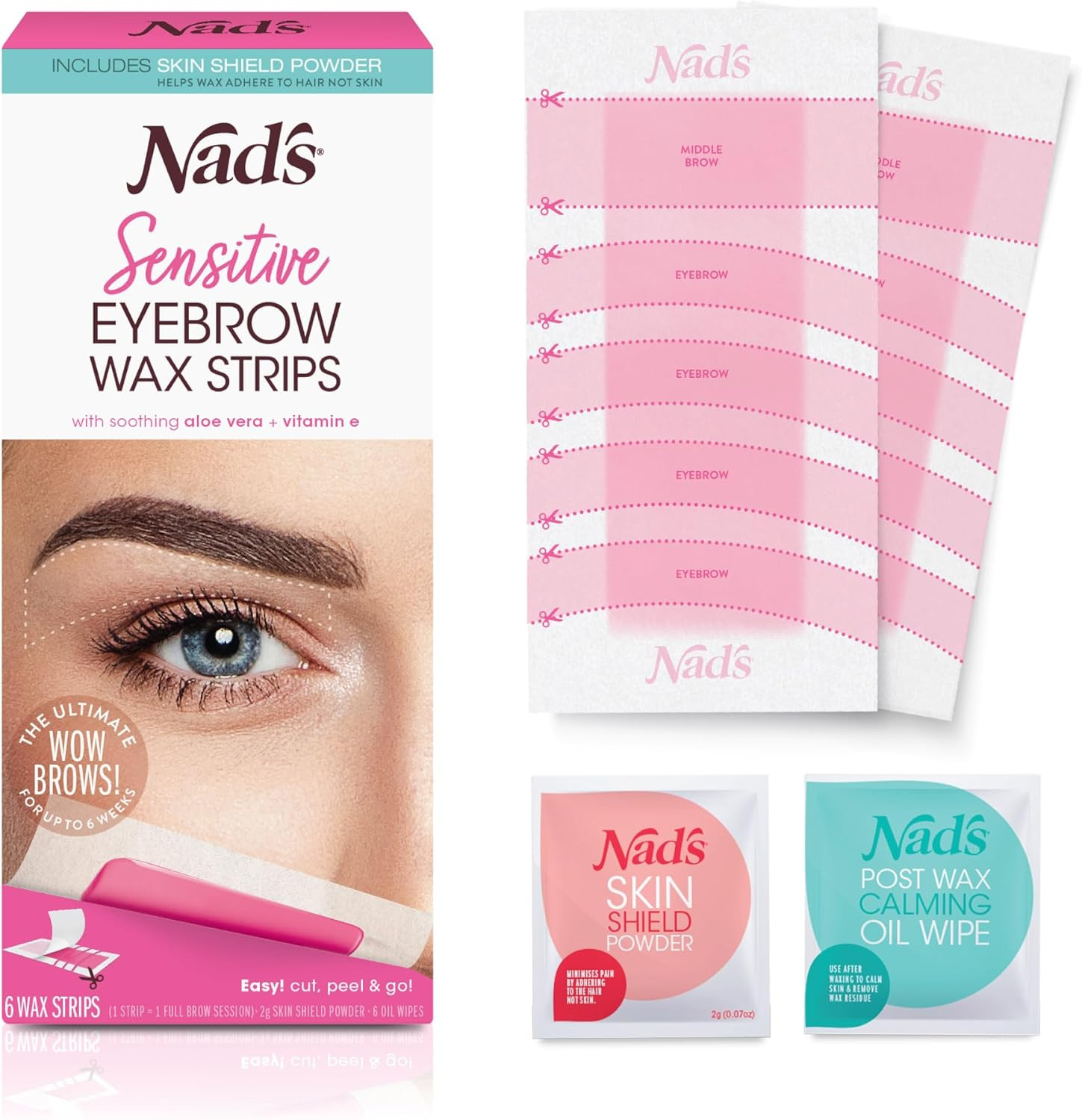 Nad'S Eyebrow Wax Strips - Facial Hair Removal for Women - Brow Wax Kit, Eyebrow