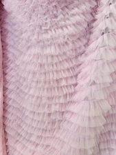 Pink Ruffled Tulle Lace Fabric Sold By The Yard For Dress Prom Bridal Quinceañer