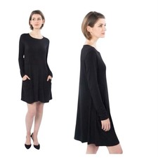Betabrand Sweatshirt Travel Dress Black S Modal Silk Stretch Minimalist Classic 