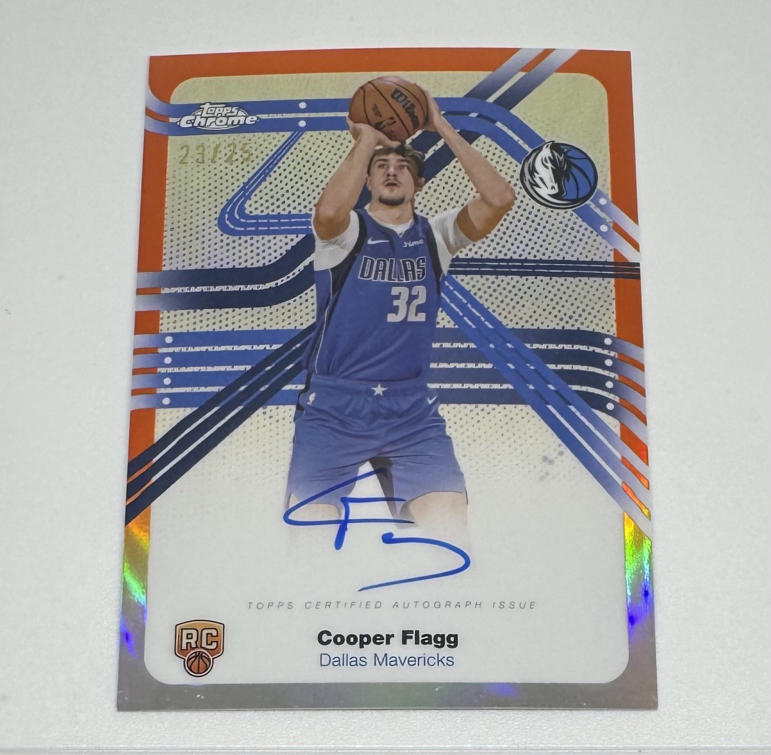 🔥Cooper Flagg 2025 Topps Chrome RC TRUE ORANGE Next Stop On Card Auto /25