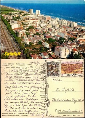 Postale Tarragona Aerial View COSTA DORADA TARRAGONA CALAFELL 1978