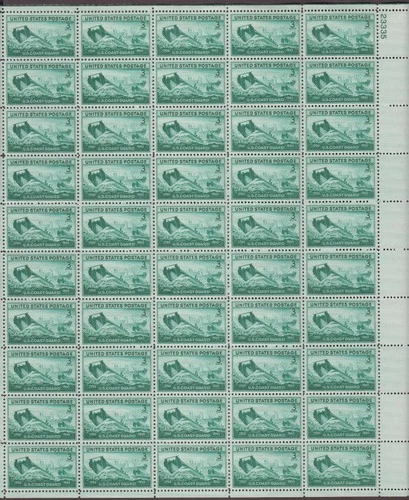 US, 936, COAST GUARD, WW2, FULL SHEET OF 50, MINT NH, 1940'S COLLECTION