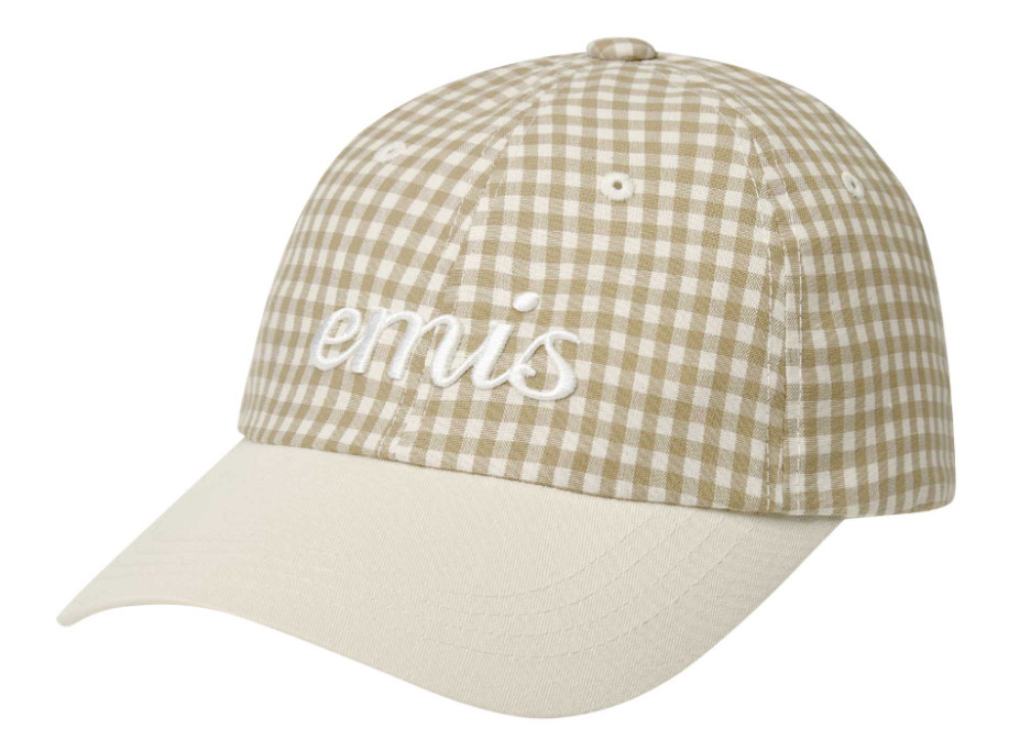 Korean Brand EMIS Gingham Check Ball Cap Unisex Casual Lifestyle Hat Beige NWT 15390₽