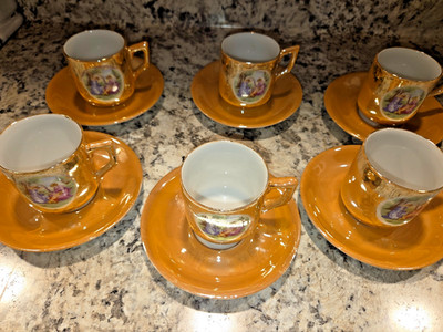 Demitasse Glazed Porcelain Made In Japan Vintage estate find 6 sets