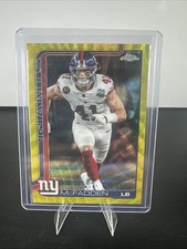 2025 Topps Chrome Micah McFadden Yellow Wave Refractor #/275 New York Giants 