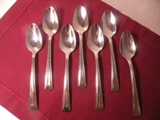 Set Of 7 Oneida Stainless CELLA Beveled Edge Teaspoon 6 3/8"