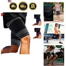 Thigh Compression Support Sleeves 1 Pair, Thigh Brace Breathable Elastic for ...